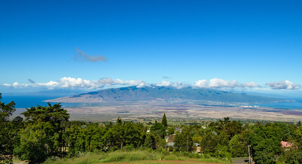 The view of Maui's central valley from Kula